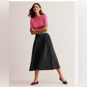 BODEN Isabella Black Taffeta Midi Skirt